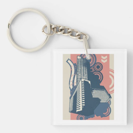 Moderne Abstracte stedelijke achtergrond levendig  Sleutelhanger (Voorkant)