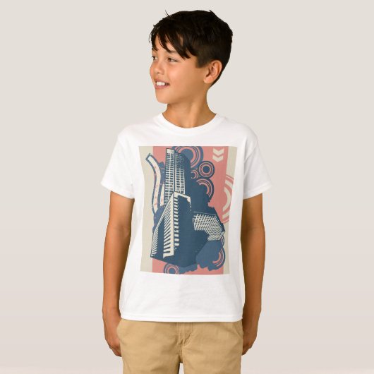 Moderne Abstracte stedelijke achtergrond levendig  T-shirt (Voorkant volledig)