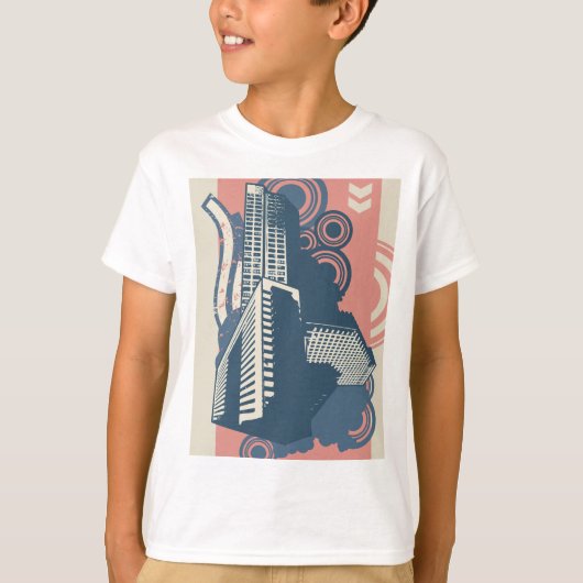 Moderne Abstracte stedelijke achtergrond levendig  T-shirt (Voorkant)