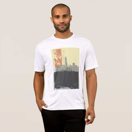 Moderne Abstracte stedelijke achtergrond levendig T-shirt (Voorkant volledig)