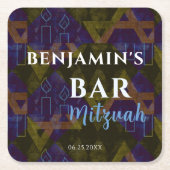 Moderne Abstracte ster van David Blue Bar Mitzvah Kartonnen Onderzetters (Voorkant)