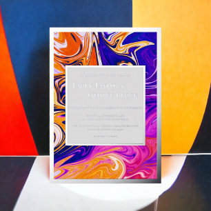 Moderne Abstracte Stijlvolle Galaxy Golvende Zilve Folie Uitnodiging