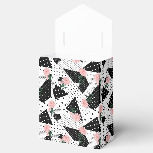 Moderne Abstracte Stippen en roze bloemen Bedankdoosjes (Geopend)