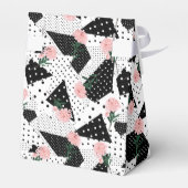 Moderne Abstracte Stippen en roze bloemen Bedankdoosjes (Achterkant)
