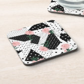 Moderne Abstracte Stippen en roze bloemen Bier Onderzetter (Linkerzijde)