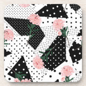Moderne Abstracte Stippen en roze bloemen Bier Onderzetter (Voorkant)
