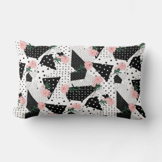 Moderne Abstracte Stippen en roze bloemen Kussen