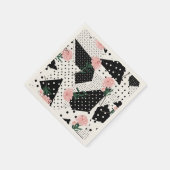 Moderne Abstracte Stippen en roze bloemen Servet (Hoek)