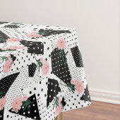 Moderne Abstracte Stippen en roze bloemen Tafelkleed (Voorbeeld)