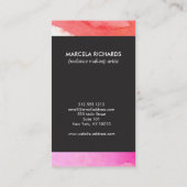 Moderne Abstracte stoutroze Waterverven Visitekaartje (Achterkant)