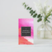 Moderne Abstracte stoutroze Waterverven Visitekaartje (Staand voorkant)