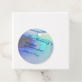 Moderne Abstracte strand bruiloft in de oceaan Bedankjes Labels