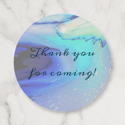 Moderne Abstracte strand bruiloft in de oceaan Bedankjes Labels (Achterkant)