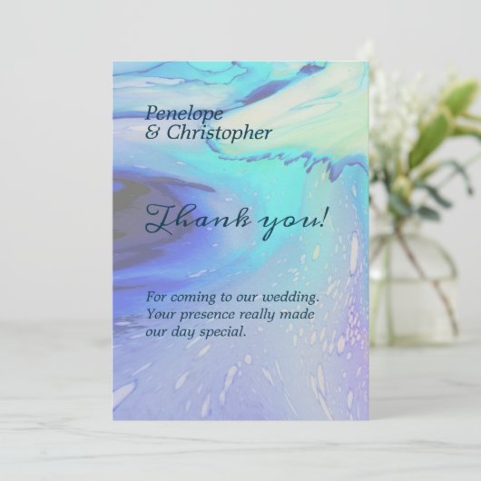 Moderne Abstracte strand bruiloft in de oceaan Bedankkaart (Staand voorkant)