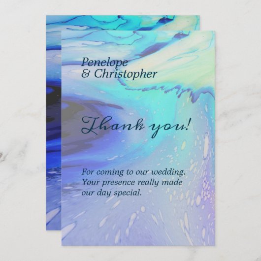 Moderne Abstracte strand bruiloft in de oceaan Bedankkaart (Voorkant / Achterkant)