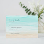 Moderne Abstracte Strand Bruiloft RSVP Kaart (Staand voorkant)