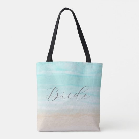 Moderne Abstracte strandbruid Tote Bag (Achterkant)
