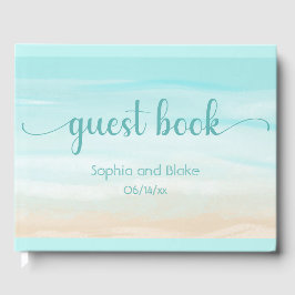 Moderne Abstracte strandbruiloft Gastenboek