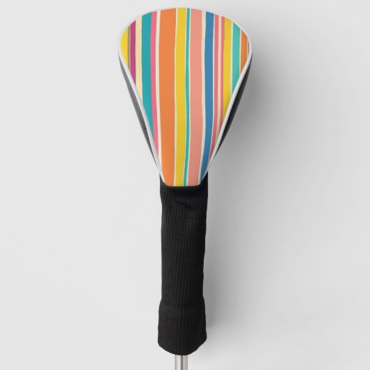 Moderne Abstracte Strepen Oranje Blauw Wit Golfheadcover (Voorkant)