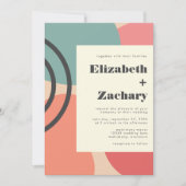 Moderne Abstracte stromingsvormen Stusty Peach Wed Kaart (Voorkant)