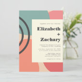 Moderne Abstracte stromingsvormen Stusty Peach Wed Kaart (Staand voorkant)