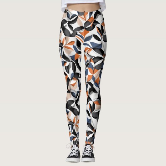 Moderne Abstracte Stroom Geometrie Patroon Ontwerp Leggings (Voorkant)