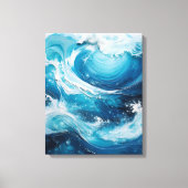 Moderne Abstracte Swirl in de kleur Ocean Blue Wav Canvas Afdruk (Voorkant)
