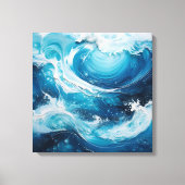 Moderne Abstracte Swirl in de kleur Ocean Blue Wav Canvas Afdruk (Voorkant)
