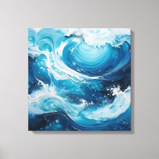 Moderne Abstracte Swirl in de kleur Ocean Blue Wav Canvas Afdruk (Voorkant)