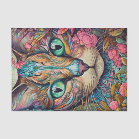 Moderne Abstracte Tabby Cat Tissuepapier (Voorkant)