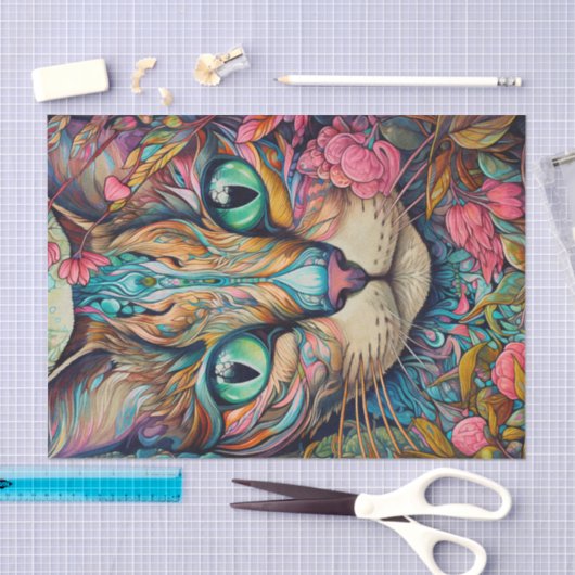 Moderne Abstracte Tabby Cat Tissuepapier (Craft)