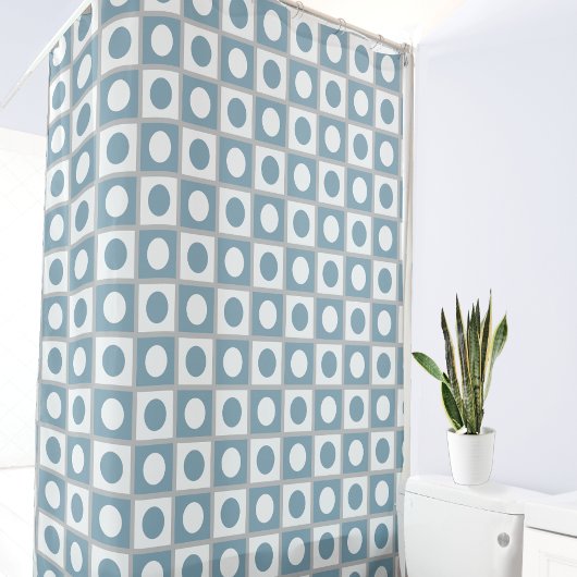 Moderne Abstracte Teal & Wit Douchegordijn