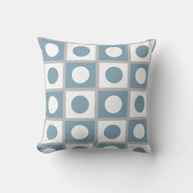 Moderne Abstracte Teal & Witte Sierkussen (Voorkant)