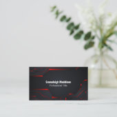 Moderne Abstracte Tech Design | Zwart Rood Visitekaartje (Staand voorkant)