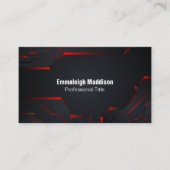 Moderne Abstracte Tech Design | Zwart Rood Visitekaartje (Voorkant)