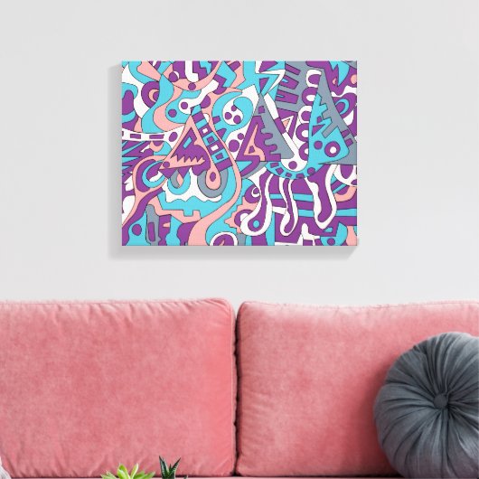 Moderne abstracte tekening canvas afdruk (Insitu (Woonkamer))