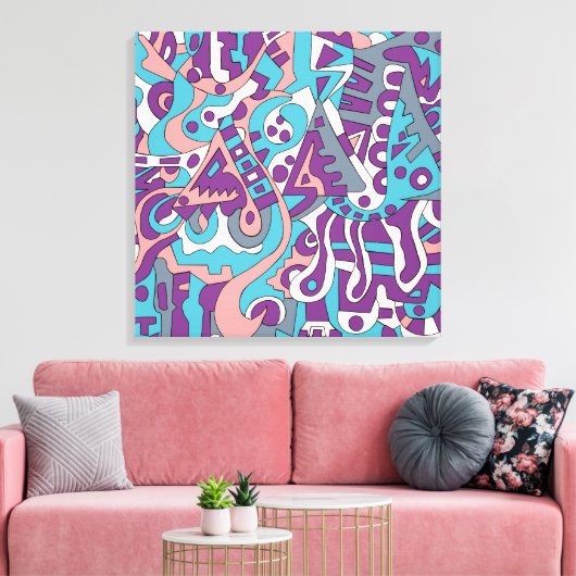 Moderne abstracte tekening canvas afdruk (Insitu (Woonkamer))