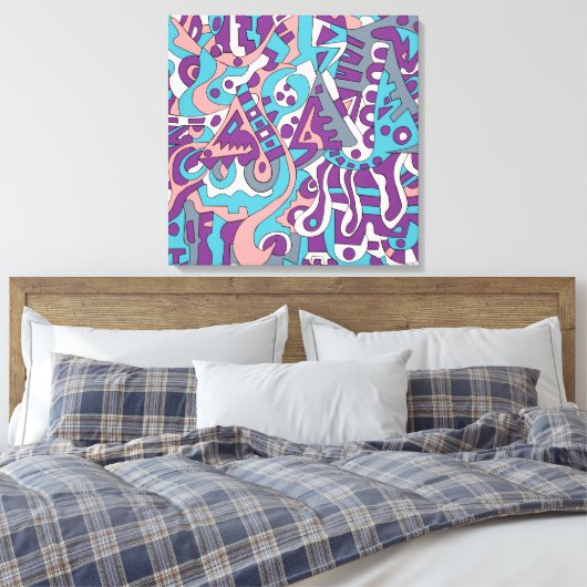 Moderne abstracte tekening canvas afdruk (Insitu (Slaapkamer))