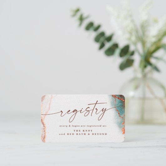 Moderne Abstracte Terra Cotta Fall bruiloft regist Informatiekaartje (Staand voorkant)