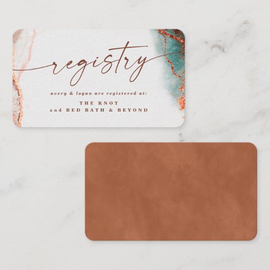 Moderne Abstracte Terra Cotta Fall bruiloft regist Informatiekaartje (Voorkant / Achterkant)