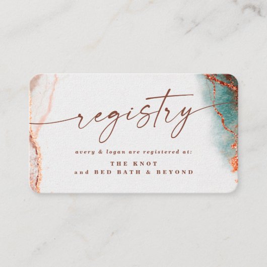 Moderne Abstracte Terra Cotta Fall bruiloft regist Informatiekaartje (Voorkant)