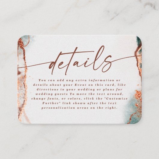 Moderne Abstracte Terra Cotta Fall Wedding Details Informatiekaartje (Voorkant)