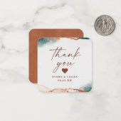 Moderne Abstracte Terra Cotta Herfst bruiloft dank Notitiekaartje (Voorkant / Achterkant in situ)