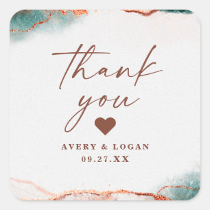 Moderne Abstracte Terra Cotta Herfst bruiloft dank Vierkante Sticker