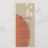 MODERNE ABSTRACTE TERRA COTTA RODE KRAFT TROUW MENU (Voorkant / Achterkant)