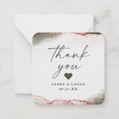Moderne Abstracte Terra Rosa Roze bruiloft Dank u Notitiekaartje (Voorkant)