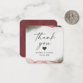 Moderne Abstracte Terra Rosa Roze bruiloft Dank u Notitiekaartje (Voorkant / Achterkant in situ)