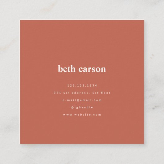 Moderne Abstracte Terracota White Organic Shapes Vierkante Visitekaartje (Achterkant)