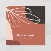 Moderne Abstracte Terracota White Organic Shapes Vierkante Visitekaartje (Voorkant)