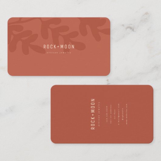 Moderne Abstracte terracotta Bruine Botanische Bla Visitekaartje (Voorkant / Achterkant)